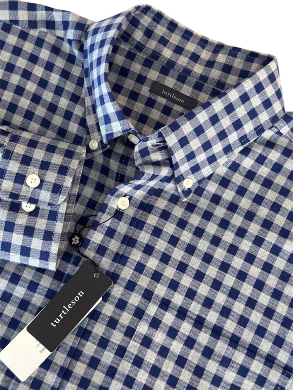 Turtleson NWT Blue Gingham Mens Button Down Long Sleeve XL Classic Preppy Style